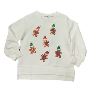 Lulu Bebe Gingerbread Sequin White LS Top