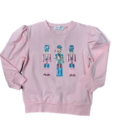 Lulu Bebe Nutcracker Sequin Pink Puff LS Shirt