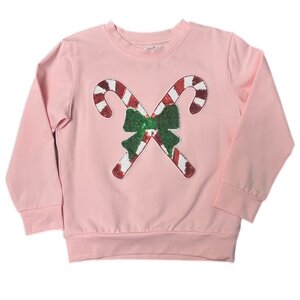 Lulu Bebe Candy Cane Sequin Lt. Pink LS Top