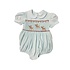 Lulu Bebe Lt Blue Reindeer Smocked Bodice Bubble