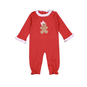 Baby Loren Gingerbread Man Girl Pima Applique Romper