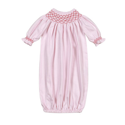 Baby Loren Rosy Holiday Smocked Bishop Pima Gown