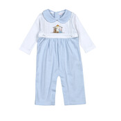 Baby Loren Blue Holy Night Embroidered Romper