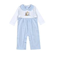 Baby Loren Blue Holy Night Embroidered Romper