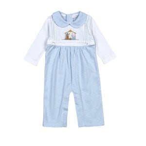 Baby Loren Blue Holy Night Embroidered Romper