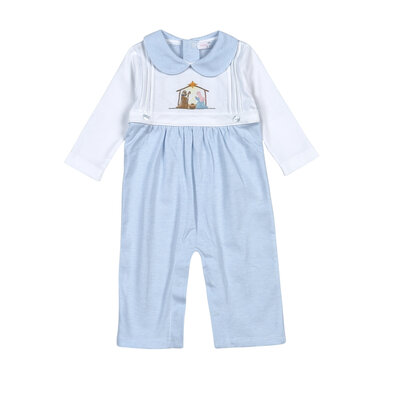 Baby Loren Blue Holy Night Embroidered Romper