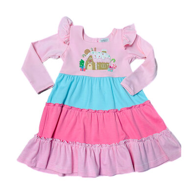 Squiggles Sugarplum House Tiered Dress