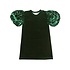 Belle Cher Green Velvet Puff Sequin Sleeve Dress