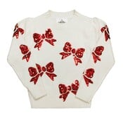 Belle Cher Red Bows Cream Sweater