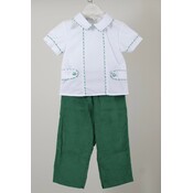 Charming Little One Green Corduroy Charles 2PC Set