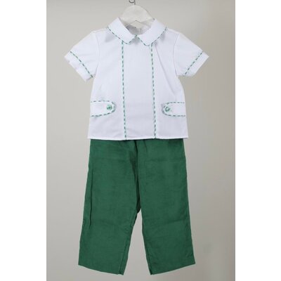 Charming Little One Green Corduroy Charles 2PC Set