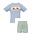 Anavini Pumpkin Boys Lt. Blue Knit Tshirt S/S w/ Green & Blue Check Shorts
