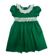Lulu Bebe Green Smocked Ruffle Sash Dress