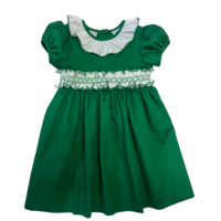 Lulu Bebe Green Smocked Ruffle Sash Dress