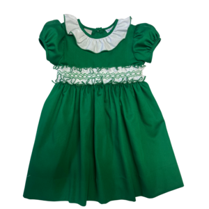 Lulu Bebe Green Smocked Ruffle Sash Dress