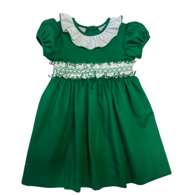 Lulu Bebe Green Smocked Ruffle Sash Dress