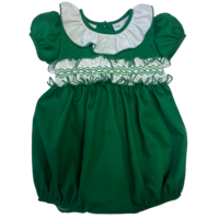 Lulu Bebe Green Ruffle Smocked Sash Bubble