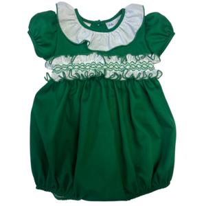Lulu Bebe Green Ruffle Smocked Sash Bubble
