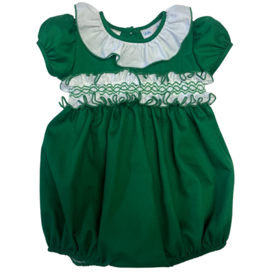 Lulu Bebe Green Ruffle Smocked Sash Bubble
