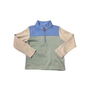 SouthBound Colorblock Quarter Zip Pullover - Blue Green Khaki