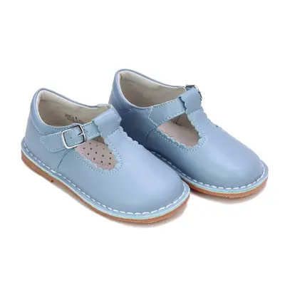 L'Amour Selina Scalloped Dusty Blue T-Strap Maryjane