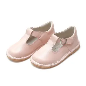 L'Amour Selina Scalloped Pink T-strap Maryjane