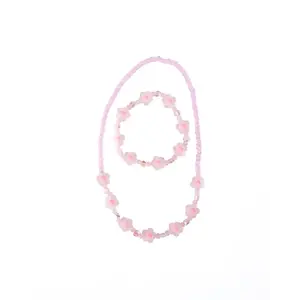 Great Pretenders Pink Crystal Blooms Necklace & Bracelet 2Pc Set