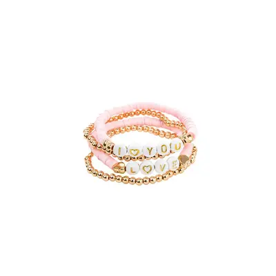 Great Pretenders Pink Love 4pc Bracelet Set