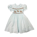 Lulu Bebe Lt Blue Reindeer Smoked Bodice Dress
