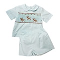 Lulu Bebe Lt Blue Reindeer Smocked Boy Short Set