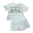 Lulu Bebe Lt Blue Reindeer Smocked Boy Short Set