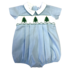 Lulu Bebe Green Christmas Tree Smocked Boy Pleated Bubble