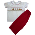 Lulu Bebe Gingerbread House Smocked Dressy Pant Set