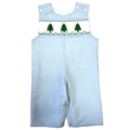 Lulu Bebe Green Christmas Tree Smocked Longall