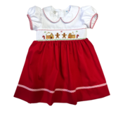 Lulu Bebe Gingerbread House Smocked Waist Dress
