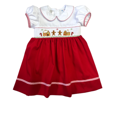 Lulu Bebe Gingerbread House Smocked Waist Dress