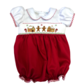 Lulu Bebe Gingerbread House Smocked Waist Bubble
