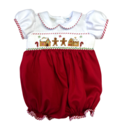 Lulu Bebe Gingerbread House Smocked Waist Bubble