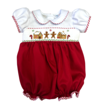 Lulu Bebe Gingerbread House Smocked Waist Bubble