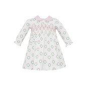 Petit Bebe Holiday Pink Wreath Print Knit Dress