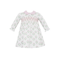 Petit Bebe Holiday Pink Wreath Print Knit Dress