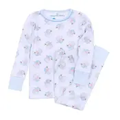 Magnolia Baby Santa Baby Lt Blue Long Pajamas