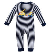 Claire & Charlie Crane Navy Stripe Long Romper