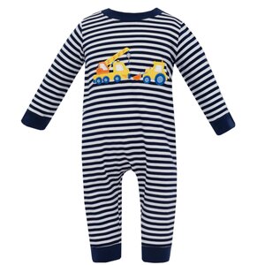 Claire & Charlie Crane Navy Stripe Long Romper