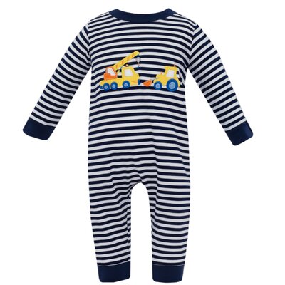 Claire & Charlie Crane Navy Stripe Long Romper