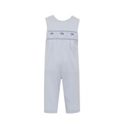 Petit Bebe Santa Face Lt. Blue Knit Boy's Long Jon Jon