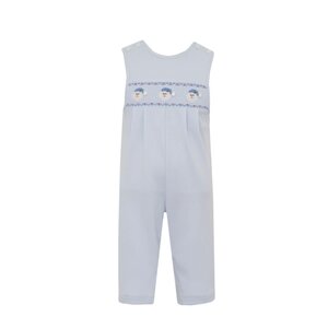 Petit Bebe Santa Face Lt. Blue Knit Boy's Long Jon Jon