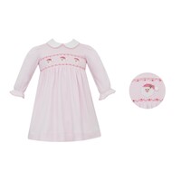 Petit Bebe Santa Face Pink Knit LS Dress