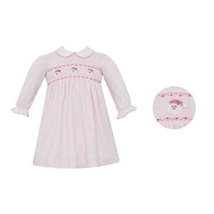 Petit Bebe Santa Face Pink Knit LS Dress