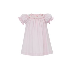 Petit Bebe Santa Face Pink Knit SS Bishop Dress